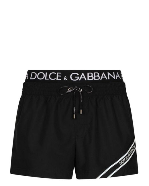 Short de bain à bande logo Dolce & Gabbana pour homme en coloris Black