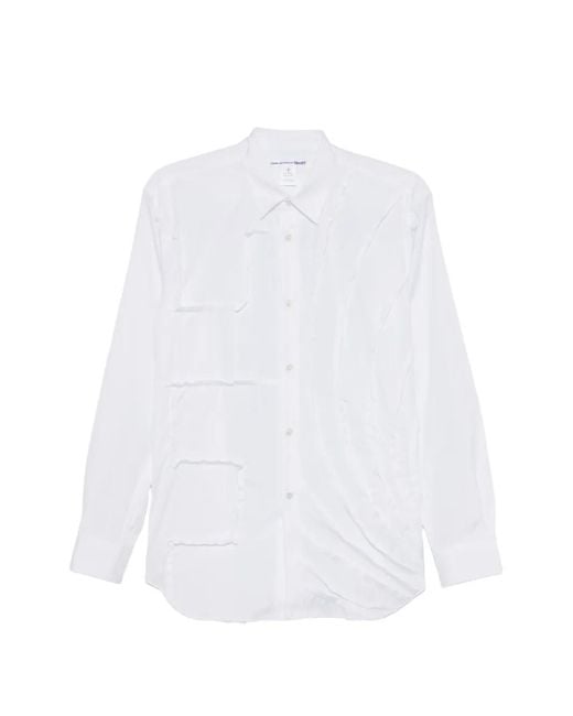 Comme des Garçons White Long-Sleeve Button-Down Cotton Shirt for men