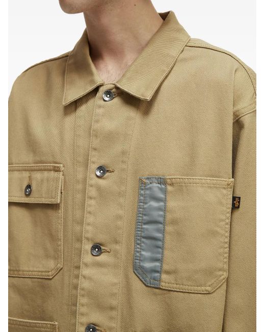 Alpha Industries Green Patch-Pocket Cotton Jacket for men