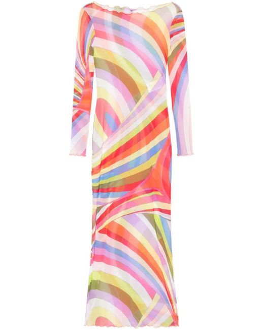 Emilio Pucci White Kleid Mit Iride-Print