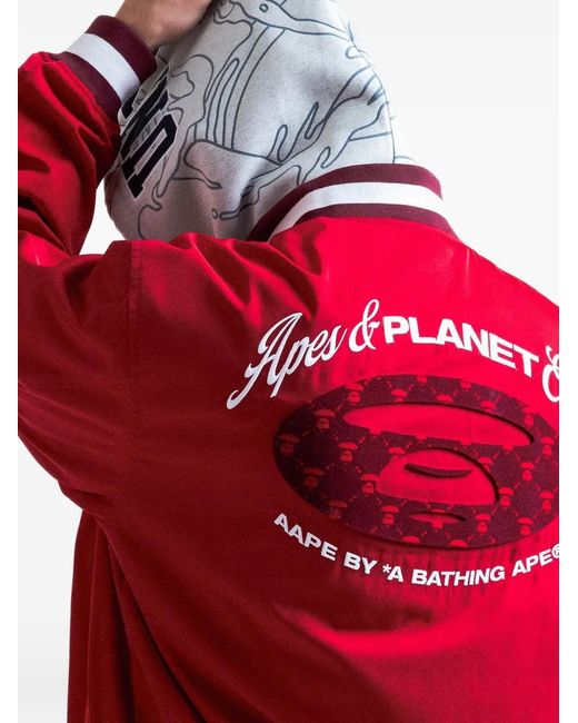 Aape By A Bathing Ape Embroidered Logo-Patch Varsity Jacket for men