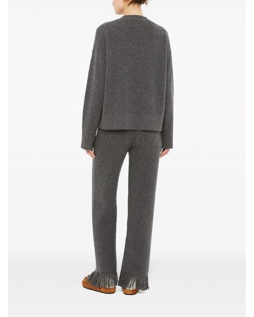 Alanui Gray Crew-Neck Cashmere-Silk Blend Jumper