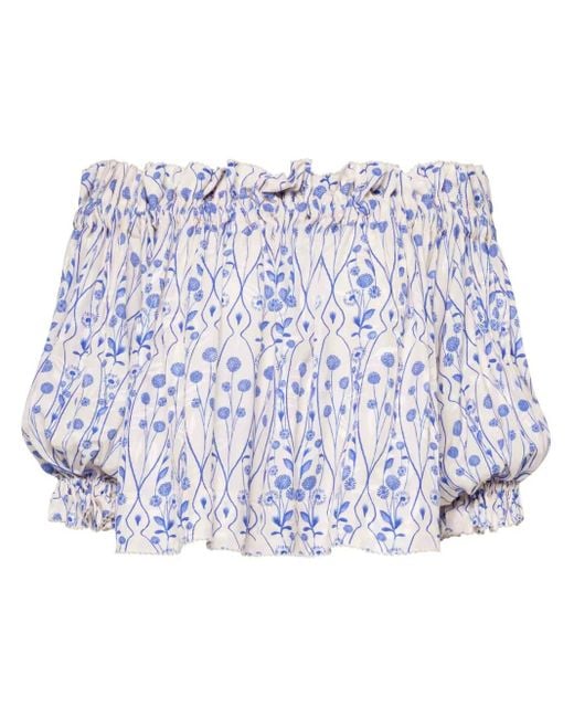 Agua Bendita Urucu Petalo Blouse in het Blue