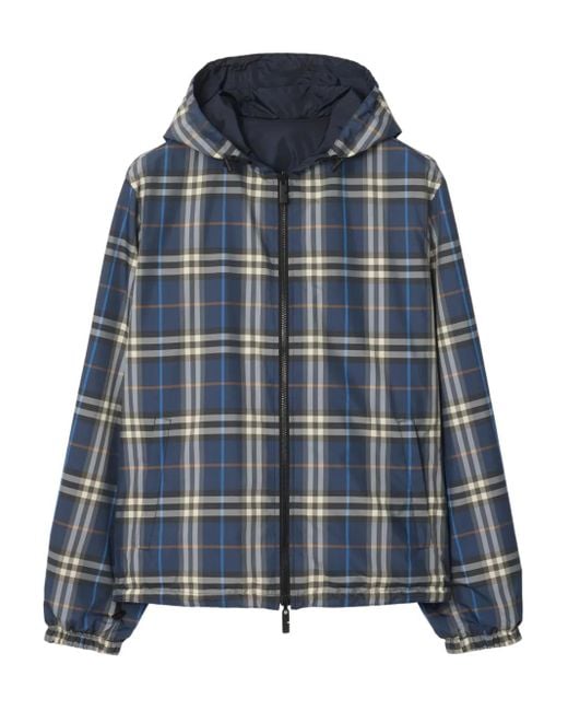 Chaqueta a cuadros reversible con capucha Burberry de hombre de color Blue