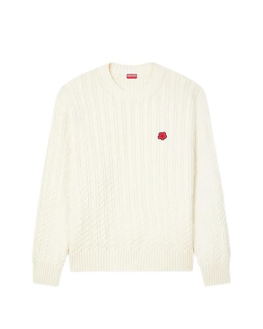 KENZO White Boke Flower Cable-Knit Sweater for men