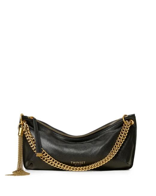 Twinset Black Leather Bag With Tassel