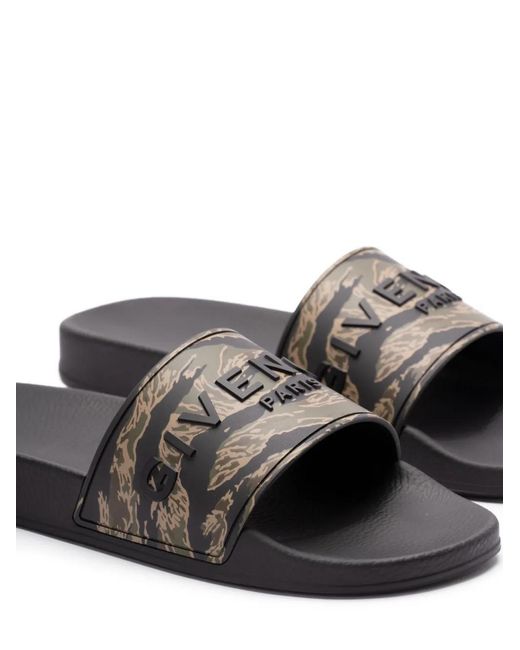 Givenchy Gray Logo-Embossed Slides for men