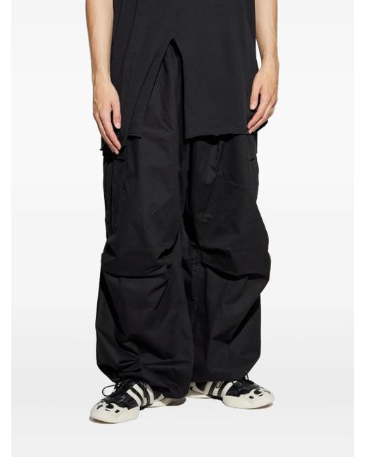 Y-3 Black Drawstring Cargo-Pocket Trousers for men