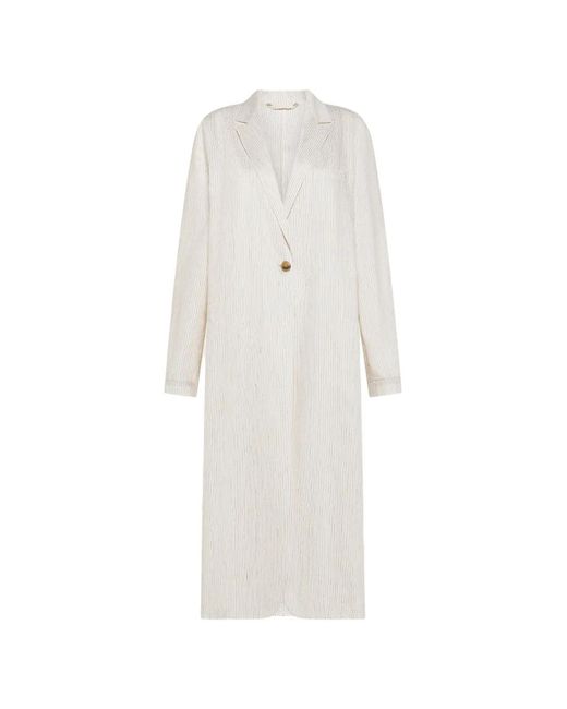Seventy White Striped Button Coat
