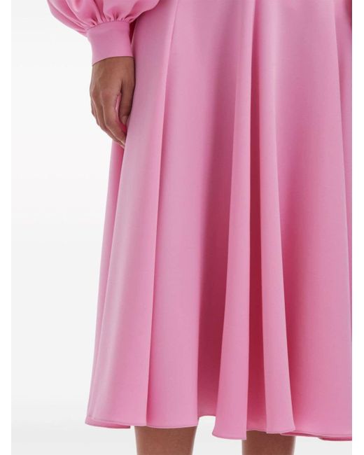 Oscar de la Renta Pink Georgette Midi Skirt