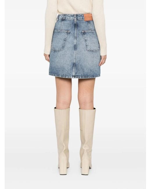 Marc O' Polo Blue Button-Fly Denim Short A-Line Skirt