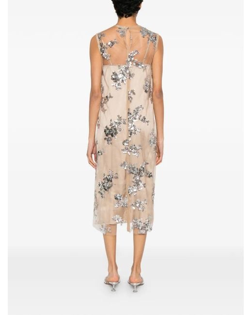 Ottod'Ame Natural Sequin-Embellished Midi Dress