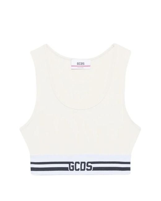 Gcds White Logo-Detail Crop Top
