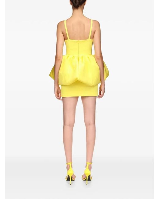 David Koma Yellow Puff Skirt-Detail Mini Dress