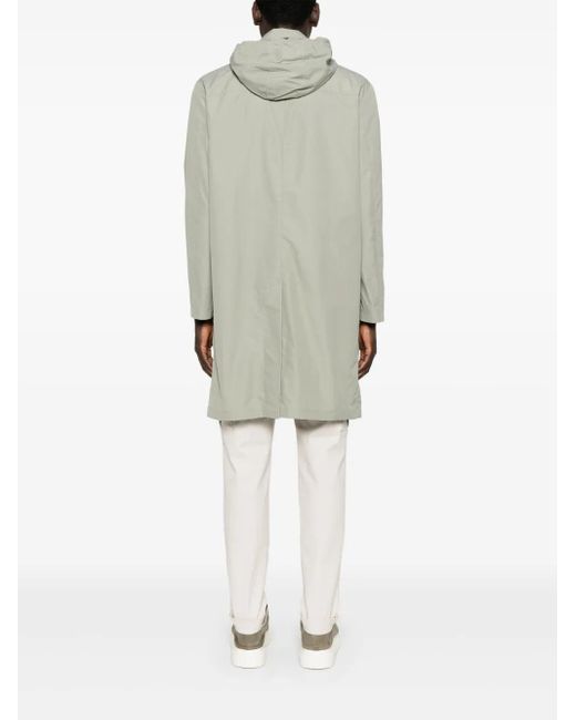 Eleventy Green Hooded Trench Coat for men