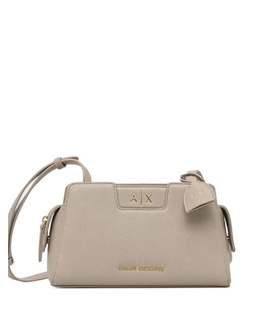 ARMANI EXCHANGE Gray Logo-Plaque Cross Body Bag