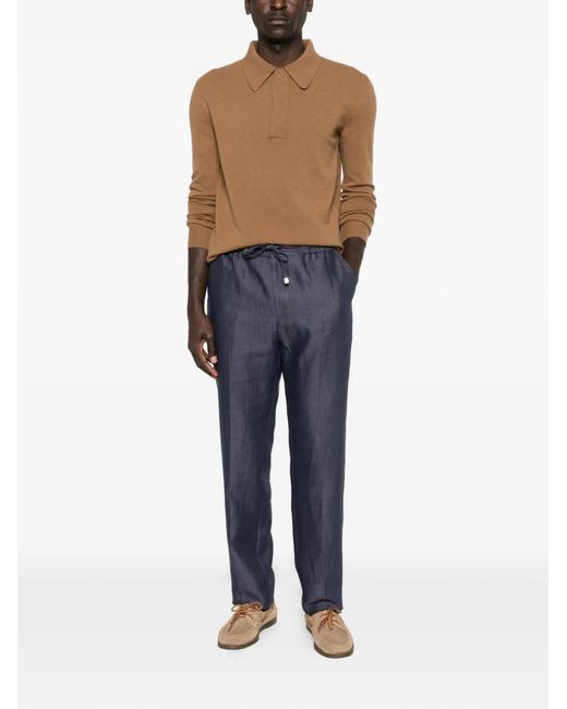 Etro Blue Drawstring-Fastening Trousers for men