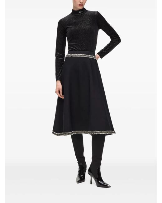 Falda de punto con detalle de bouclé Karl Lagerfeld de color Black