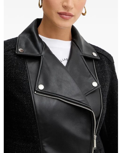 Karl Lagerfeld Black Zipped Logo-Plaque Jacket
