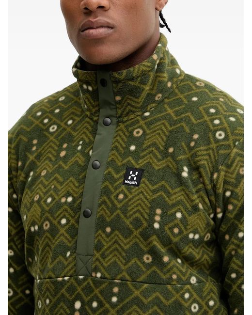 Haglöfs Green Mora Button-Down Patterned Sweatshirt for men
