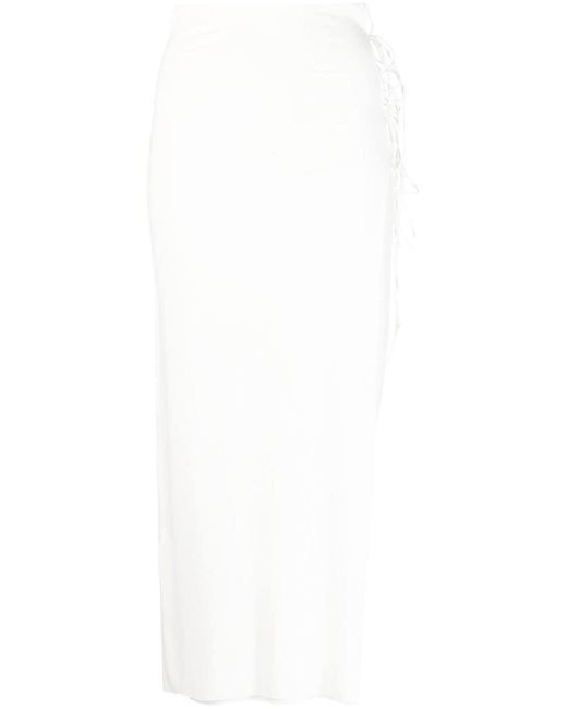 MANURI White Slit Lace-up Skirt