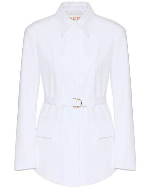 Valentino Garavani White Compact Poplin Pea Coat