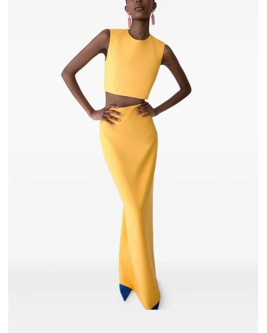 Carolina Herrera Yellow Column Maxi Skirt