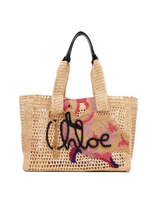 Chloé Natural Summer Banana Rafia Tote Bag