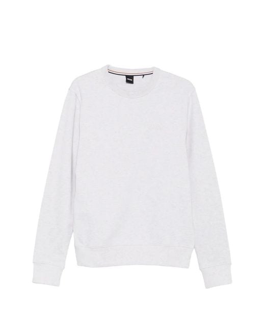 Boss White Logo-Embroidered Cotton Sweater for men