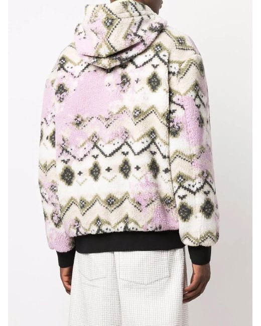 MSGM Pink Geometric Print Hooded Jacket for men