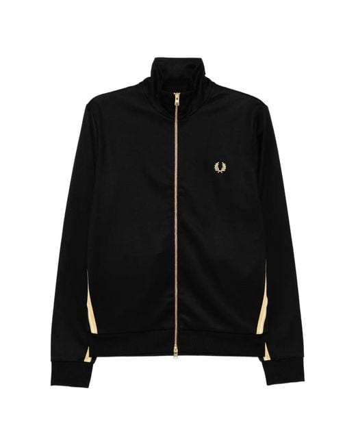 Fred Perry Black Veste Zippée À Bandes Contrastantes for men