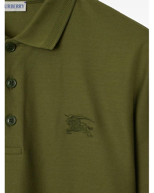Burberry Green Long-Sleeve Cotton Polo Shirt for men