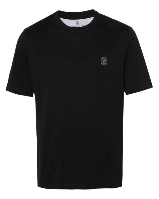 Brunello Cucinelli T-Shirt mit Logo-Print in Black für Herren