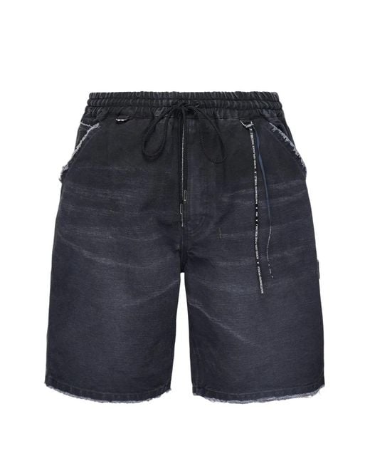 Mastermind Japan Blue Frayed-Edge Painter Shorts for men