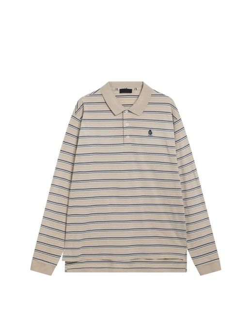 Prada White Striped Long-Sleeve Polo Shirt for men