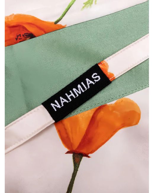 NAHMIAS Pink Poppy-Print Side-Stripe Silk Shorts for men