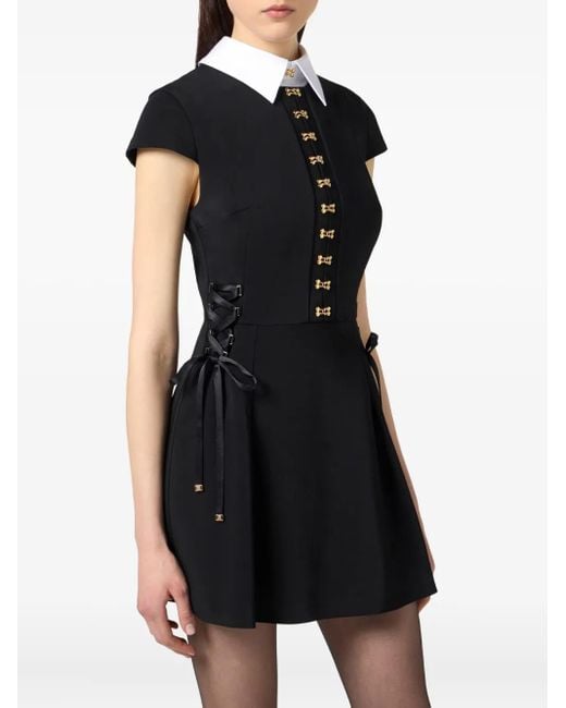 Robe Courte À Détail De Laçage Elisabetta Franchi en coloris Black