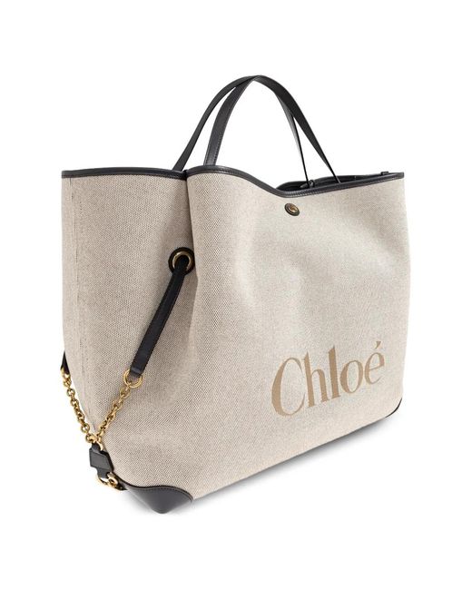 Chloé White Large Clover Tote Bag