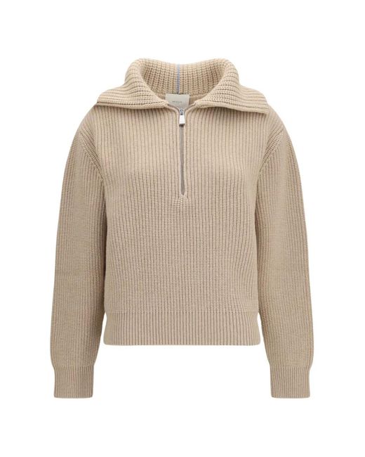 Malo Natural Ribbed Quarter-Zip Sweater