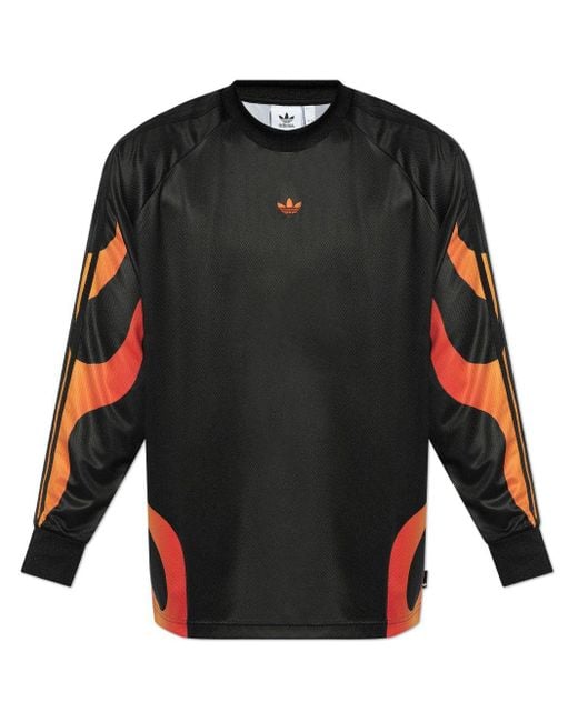 T-shirt Flames à manches contrastantes Adidas pour homme en coloris Black