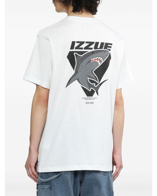 Izzue White Shark-print Cotton T-shirt for men