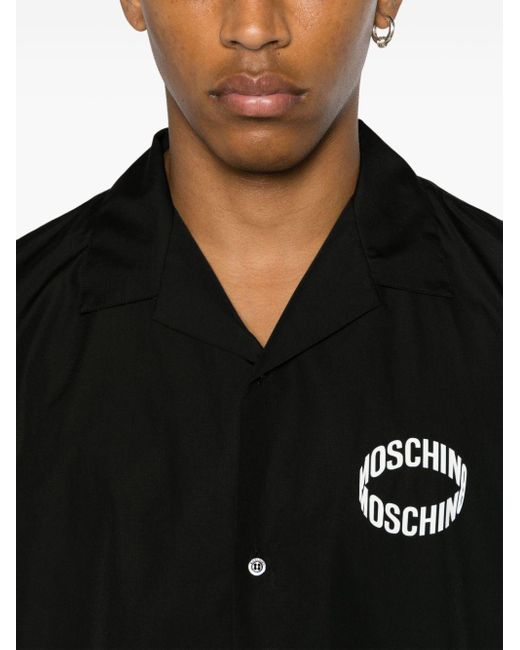 Moschino Overhemd Met Korte Mouwen En Logoprint in het Black voor heren