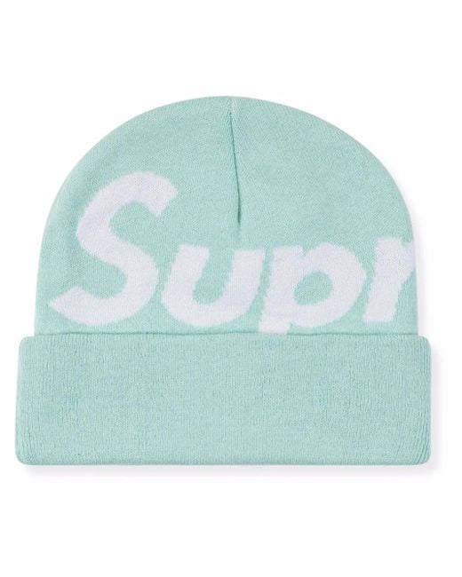 Supreme Green Big Logo Knitted Beanie