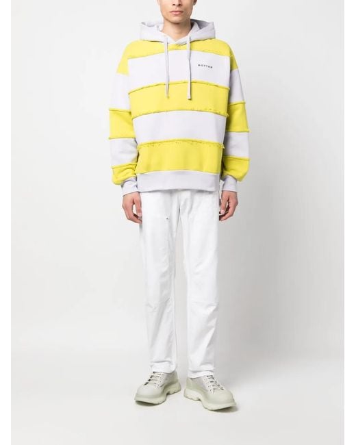 BOTTER Yellow Striped Drawstring Hoodie for men
