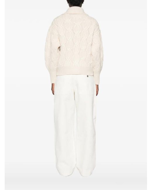 Brunello Cucinelli Natural Cable-Knit Cardigan
