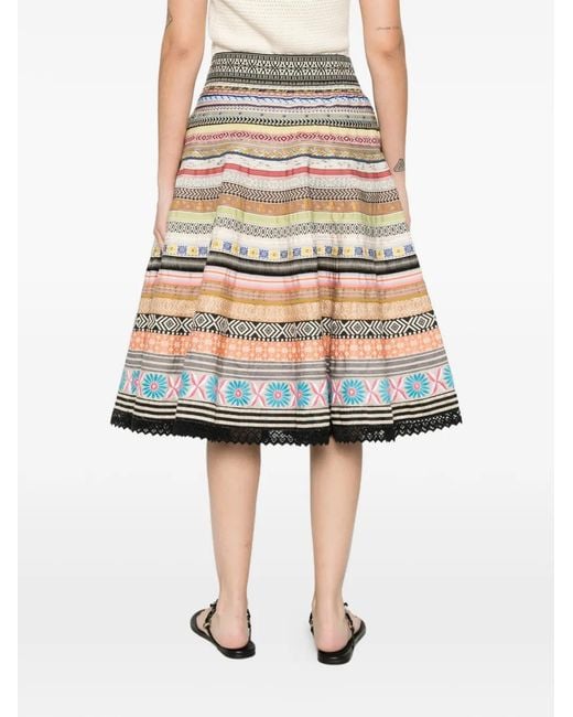 Lena Hoschek Natural Ribbon-Detail A-Line Midi Skirt