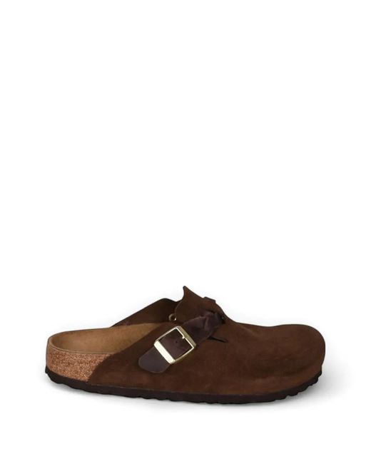 Birkenstock Brown Boston Buckle-Strap Mules
