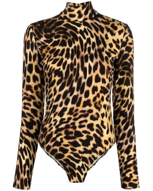 Stella McCartney Black Leopard-Print Bodysuit