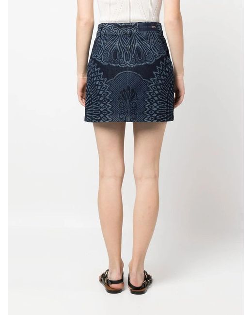 Alberta Ferretti Blue Patterned-Jacquard Skirt