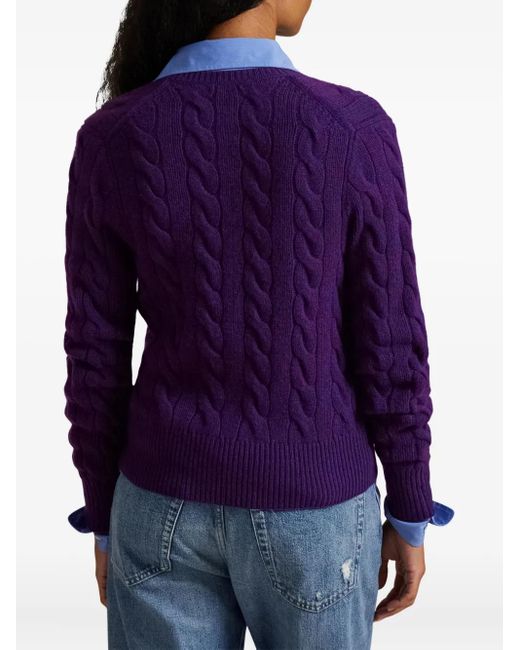 Polo Ralph Lauren Purple Cable-Knit Cardigan